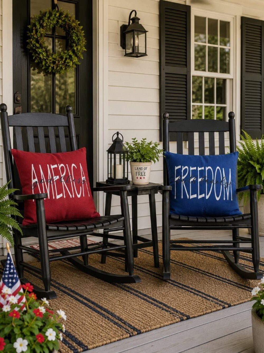 Set of 2 Patriotic America Freedom 19" Throw Pillow Covers Red and Blue Colors